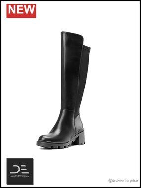 Women's Chunky Platform Knee High Boots Faux Leather Lug Sole Zip